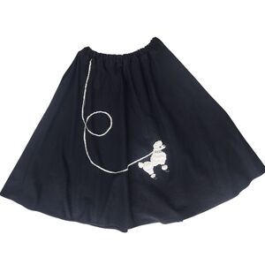 Iconic 50s-Black Poodle Skirt-Elastic Waist-Sequins-Rockabilly-Sock Hop-Adult OS